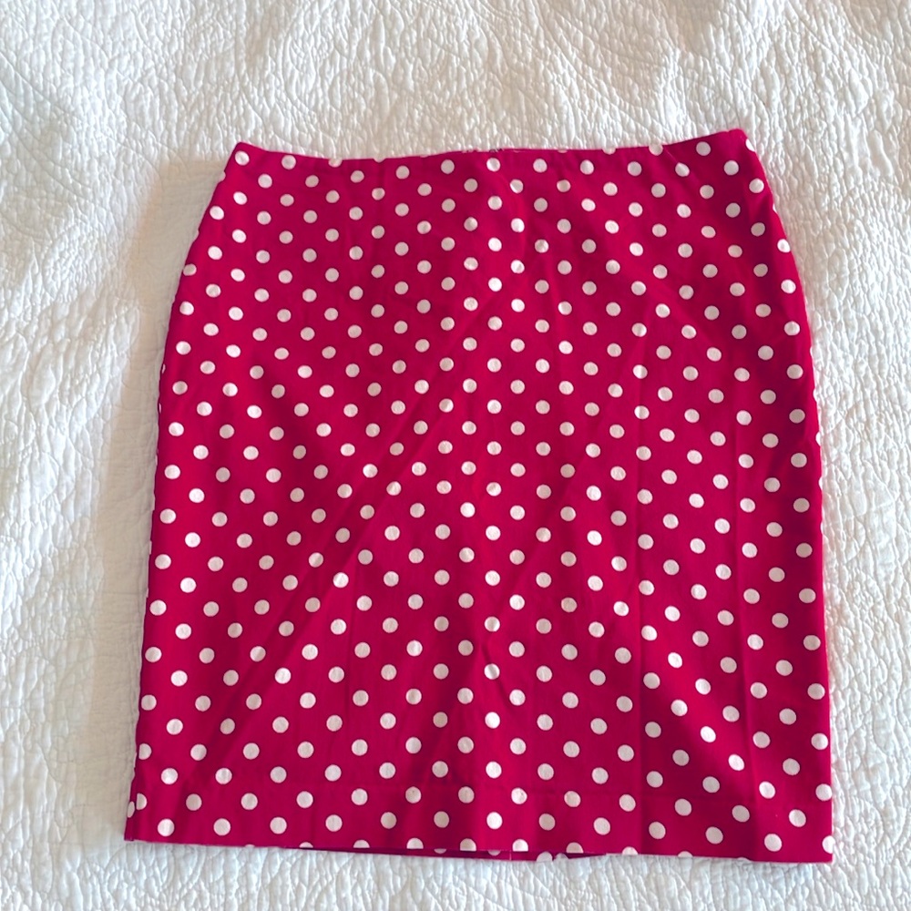 Talbots 8P red polka dot cotton skirt.